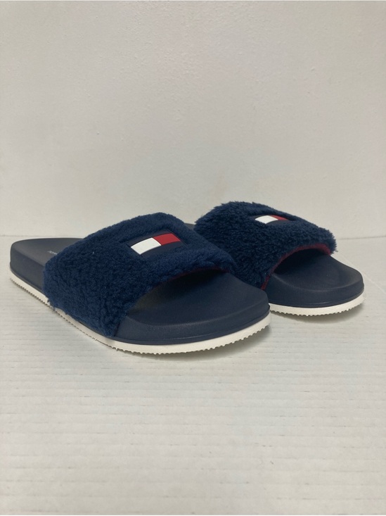 Tommy Hilfiger Shoes - Tommy Hilfiger Dezia Logo Faux Fur Slides Navy Blue7M